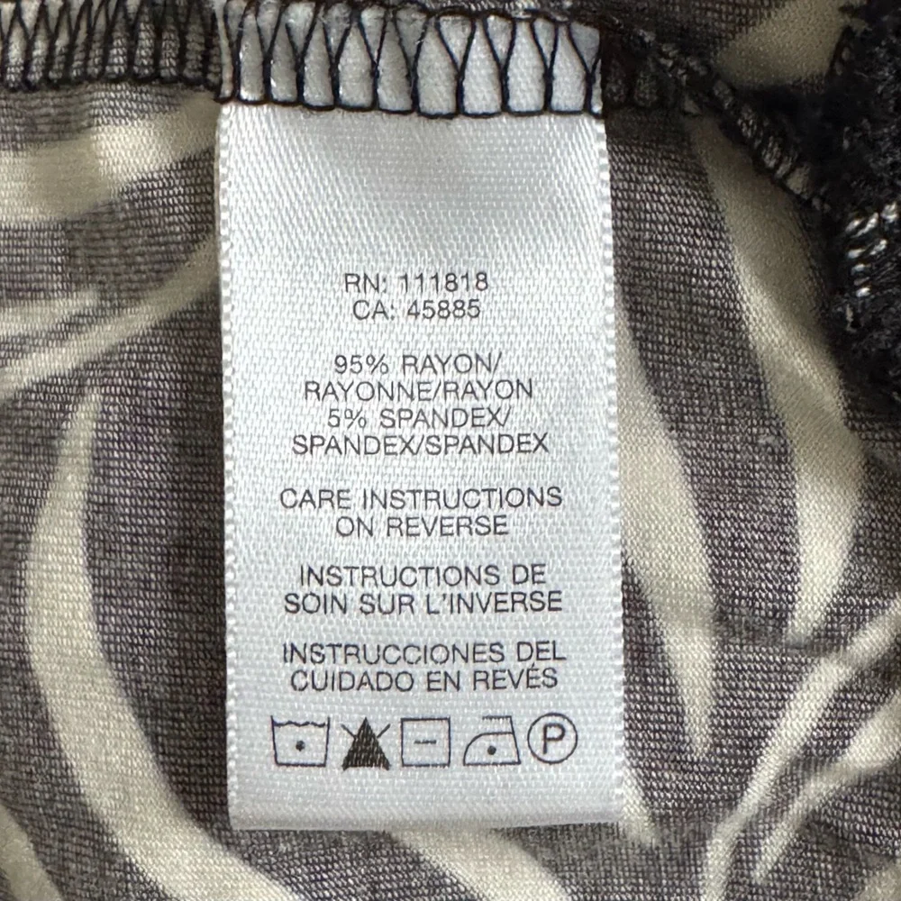 Michael Kors Ruched Round Neck Black White Zebra Print Long Sleeve Soft Blouse L